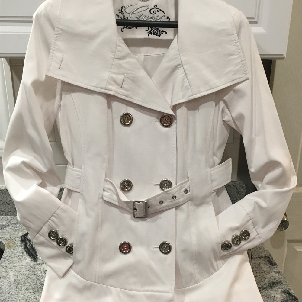 Ladies White Guess Trench-coat - size M